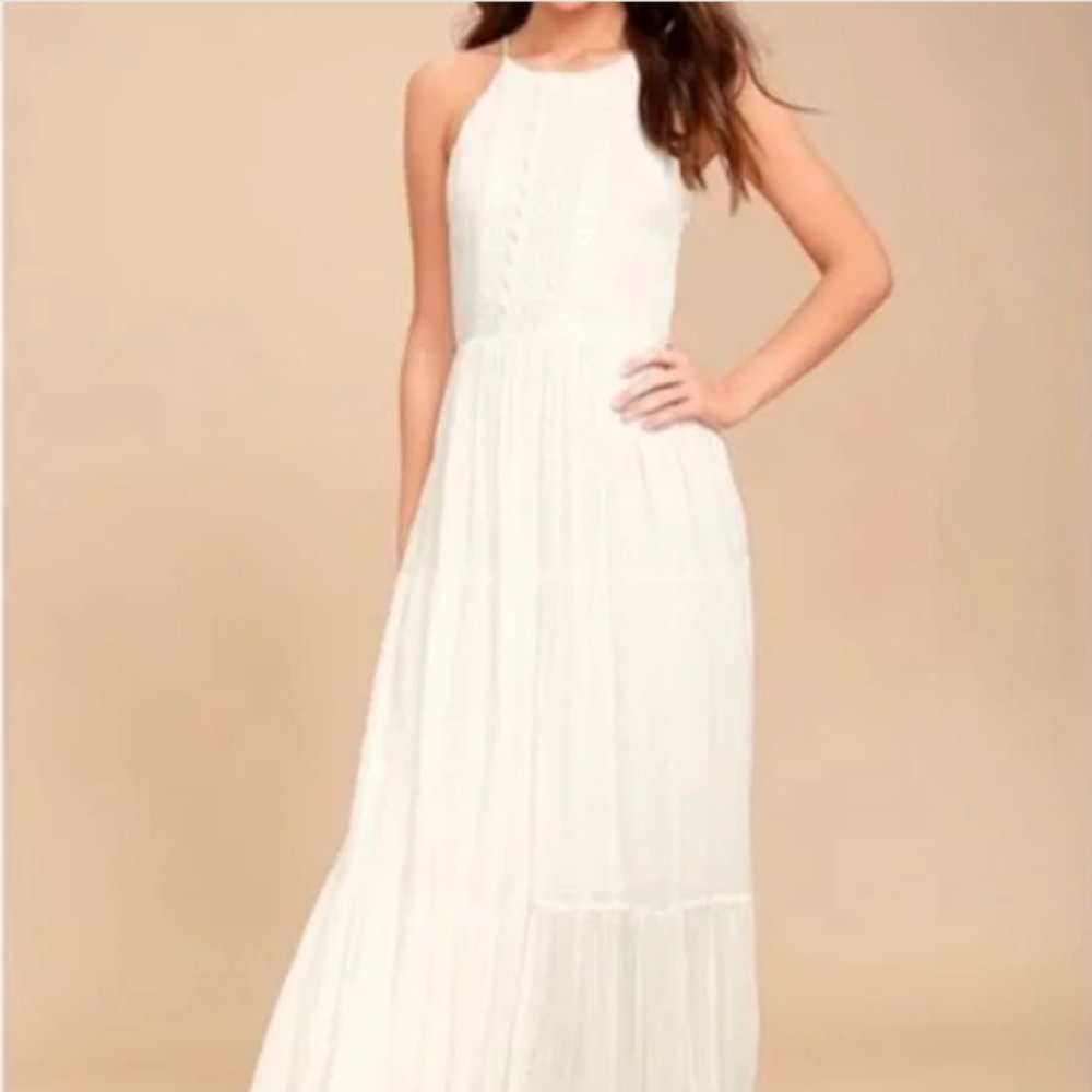 Lulu’s For Life White Embroidered Maxi Dress